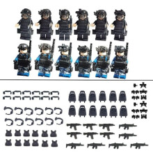 Soldado de juguete azul oscuro y negro (12 piezas) compatible con Cobi Cada