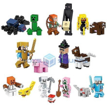 Figuras de acción de Steve Alex Villager Skeleton Enderman, bloques de construcción, set de regalos