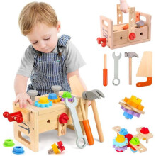 Werkzeugkasten für Kinder, Holzspielzeug, Rollenspielspielzeug, Werkzeugkasten für Kinder, pädagogisches