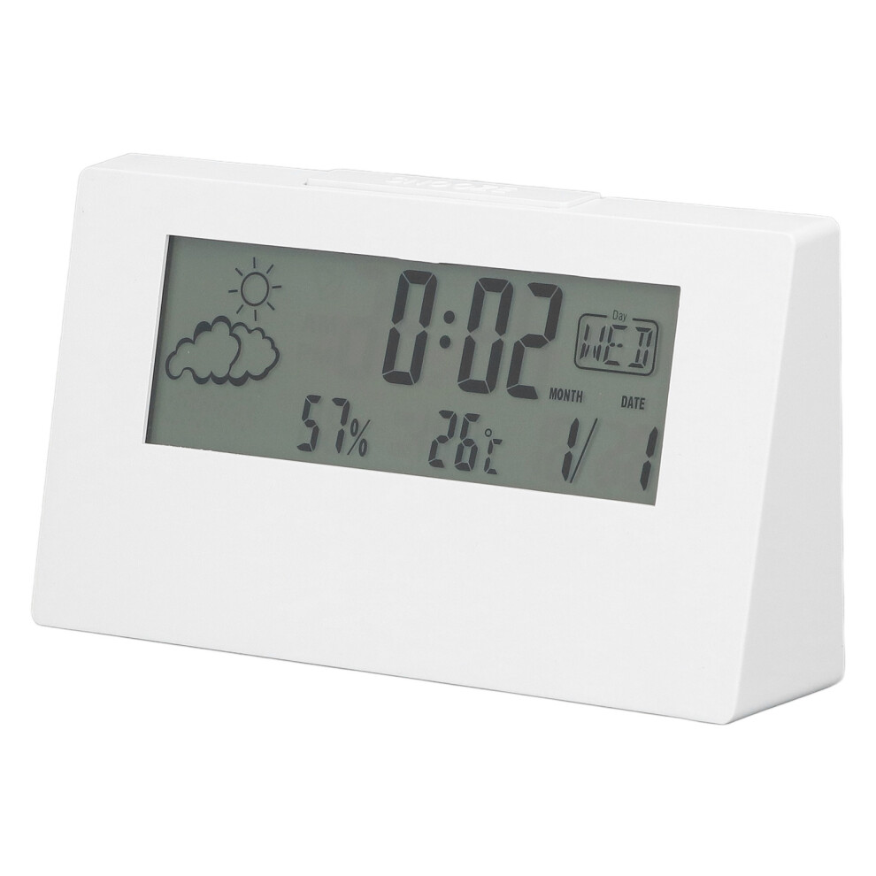 Digital Alarm Clock Snooze Function Lcd Time Date Light/White