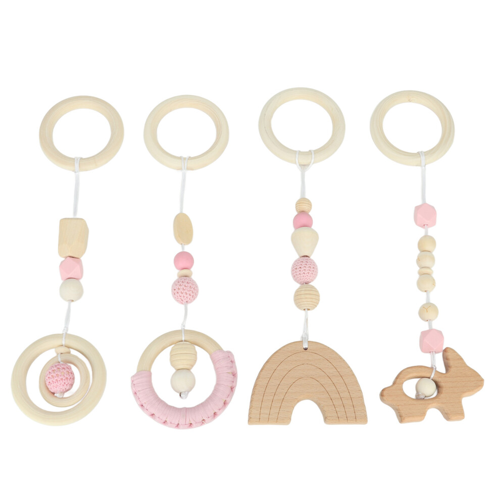 4pcs Stroller Pendant Toys Baby Play Gym Wooden