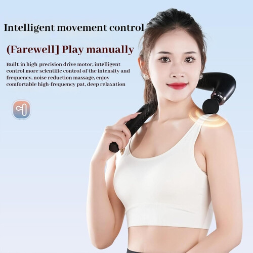 Massage Gun with Extension Handle, 4 Heads, 9 Speeds, Quiet Deep Tissue Percussion, Black 1