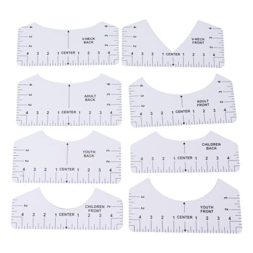 8PCS T Shirt Ruler Guide PVC Clothing Centering