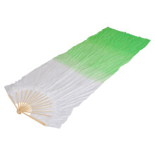 Gradual Green Silk Fan For Belly Ce - Polished Bamboo Frame