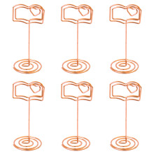 6pcs Note Clamps Holder Book Shaped Photo Clips Wedding Message Holder