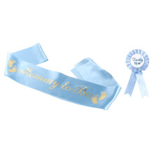 Feestelijke Blauwe Etiquette Sash Met Daddy Breastpin