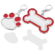2 Pack Dog Tag Feeder Heat Transfer Hang Tag Pet Id Tags 5.5x4.5cm Red