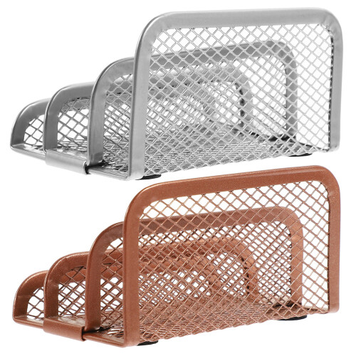 2 Pcs Letter Metal File Rack Storage Office 9.5x6x4cm