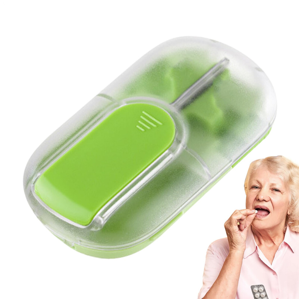 Pill Dispenser and Shredder for Elderly, Portable Reusable Medicine Box, Multifunctional Tablet Storage Container