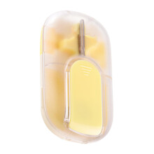 Pill Cutter - Precision Medicine Splitter with Reusable Pill Mill and Portable Organizer Box for Vitamins, Yellow