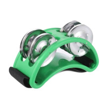Foot Tambourine Foot Drum with 4 Metal Bells, Green Shoe Tambourine Shaker for Musicians and Dancers