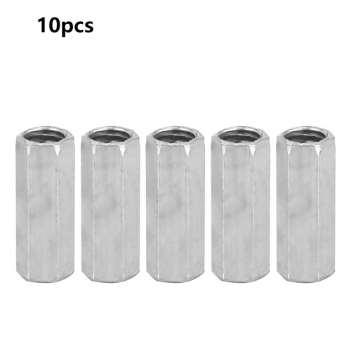 10pcs M8 Long Rod Nut Hex Hexagonal Sleeve Nut
