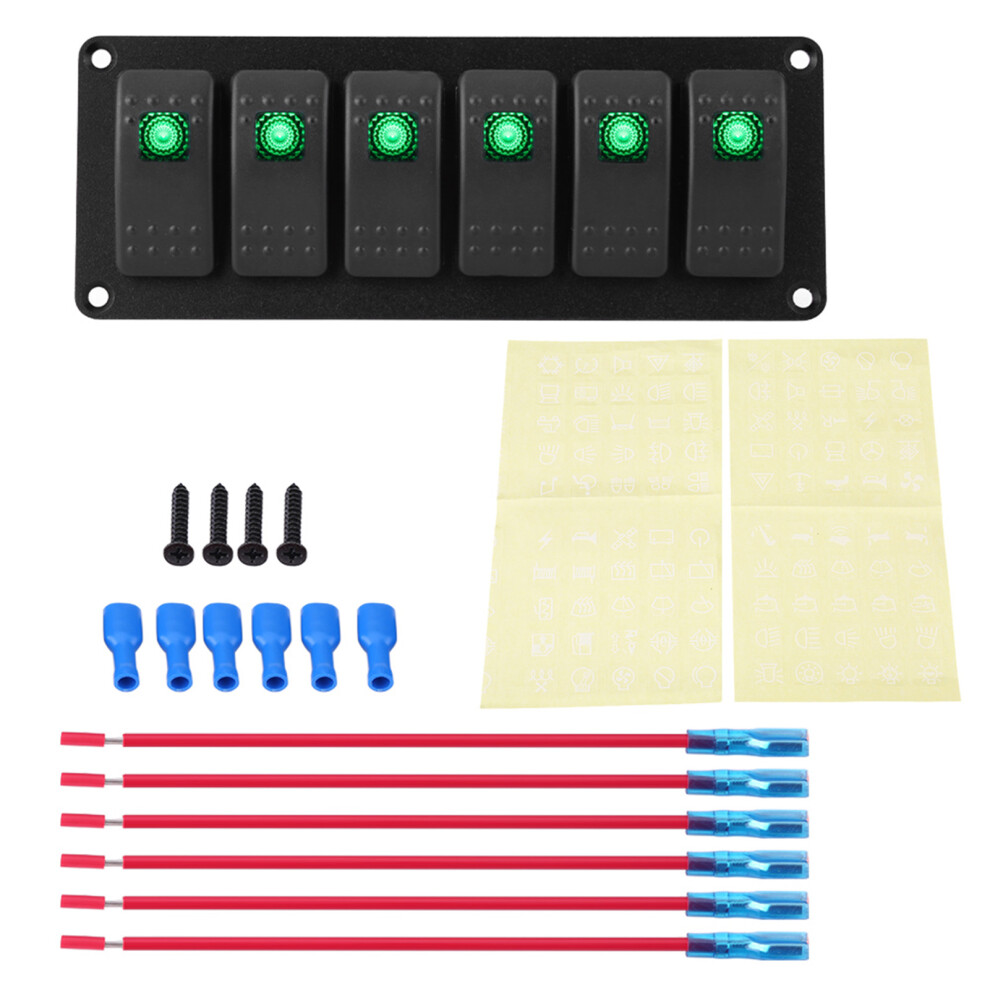 12-24V 6 Gang Rocker Switch Panel For Car Rv Boat 8320539621630