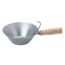 Stainless Steel Mud Pans with Wooden Handle, Durable Drywall Trowels for Plastering, 12-Inch Size