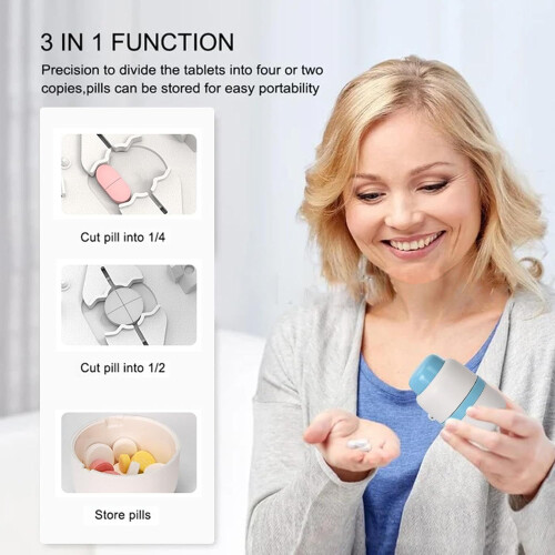 Small Pill Cutter - Portable Lightweight Pill Crusher with Storage Container, Multifunctional Design for Easy Use 1