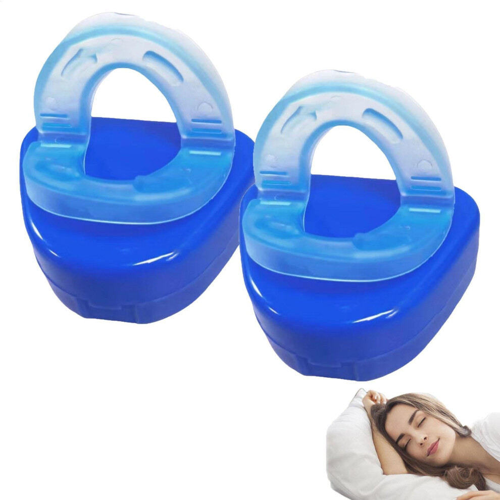 Pack of 2 Anti Snoring Mouth Guards, Portable Snoring Splint for Sleep Apnea Relief, Adjustable and Comfortable Fit