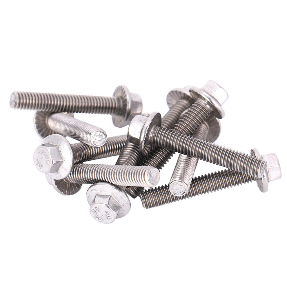 10pcs M6 Stainless Steel SS304 Hex Flange Screws