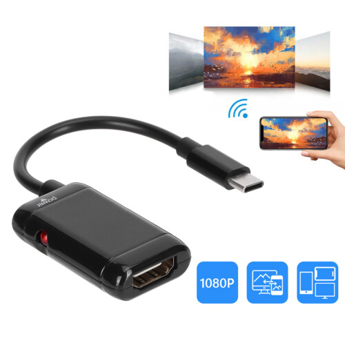 Type-C to HDMI Adapter 1080P for Android Phone & Tablet Black