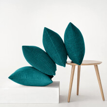 (Pack of 4, Teal) Stripe Velvet Cushion Cover - Soft & Washable