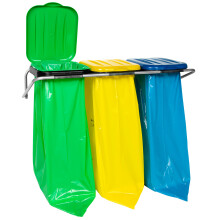 Support mural de tri des déchets, 3 couleurs, sacs de 120 L