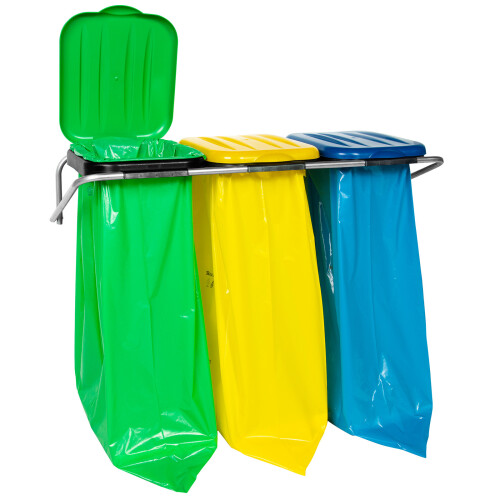 Support mural de tri des déchets, 3 couleurs, sacs de 120 L