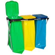 Support pour sacs poubelle de 120 L pour le tri - 3 types de déchets