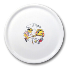 Plato de pizza de porcelana Speciale duradero decorado de 330 mm - juego de 6