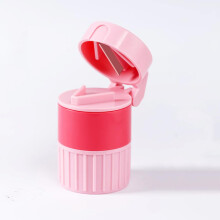 4 in 1 Multifunction Pill Organizer Box for Travel, Small Pill Crusher, Pill Cutter, Portable Medicine Storage Case in Pink Rose