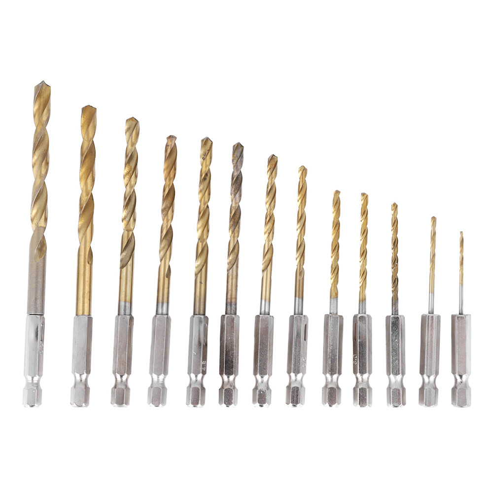 13Pcs 1.5-6.5mm High Speed Steel Titanium Coated