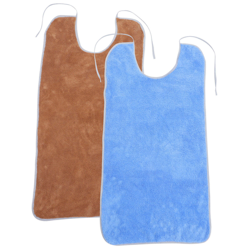 Villcase Blue Elderly Care Bibs Adult Bib Polyester 2Pcs