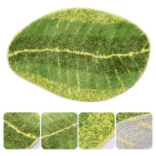 Tropical Plants Area Rug Leaf Shape Green 1pcs 2