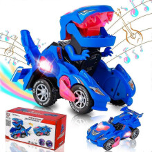 Dinosaur Toys for 3-5 Years Old Children: Transformer Toys with Lights and Music, Jurassic World Dinosaur Toy Car 4-6 Years Old Boys (Blue)