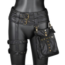 Vintage Waist Bag Steampunk Fanny Pack Women PU Leather Messenger Bag