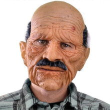Old Man Latex Mask Halloween White Hair Wig Full Face Mask Headgear Simulated Old Grandpa Head Cover