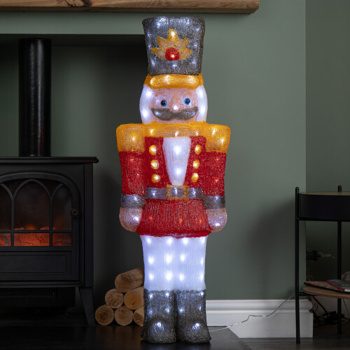 Snow Time 93cm Light up Acrylic Christmas Nutcracker Decoration with 140 White LEDs