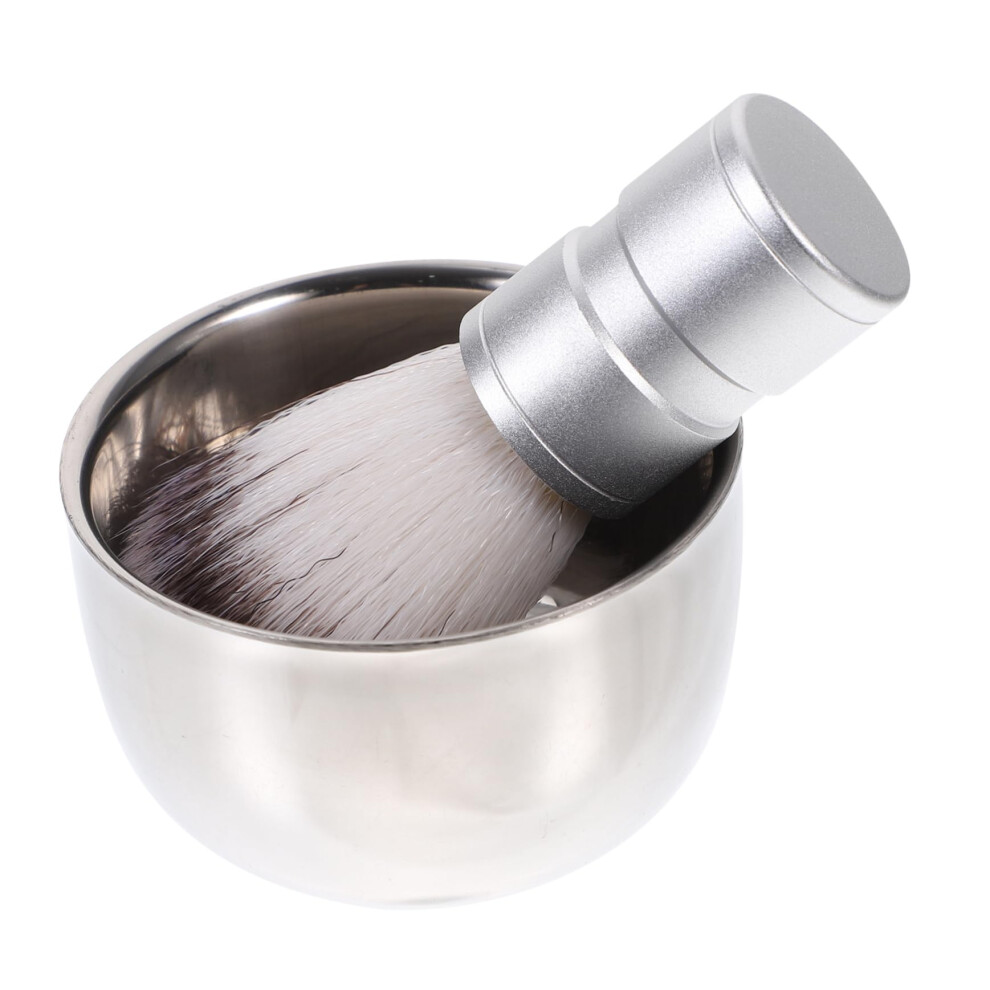 Nylon Shaving Brush with Double-Layer Shaving Bowl, Random Color, for Traditional Wet Shaving and Beard Care