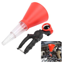 Adjustable Car Oil Funnel Kit, Drip-Free, Red/Black, Universal