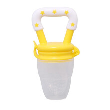 Baby Fruit Feeder with Lid, Durable Non-Toxic PP Nipple, Light Yellow Fresh Food Vegetable Supplement for Infants