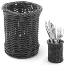Panier à couverts pour fourchettes, couteaux, cuillères, rond, noir, diamètre 100x120 mm - Hendi 426210