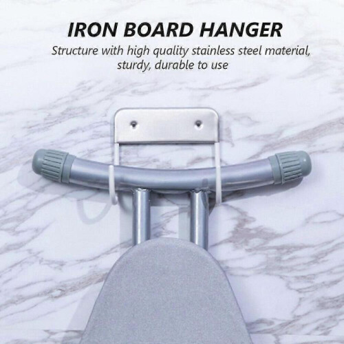 (White) 2pcs Ironing Board Hanger Iron Holder Rack Wall Door Holder Table Hooks