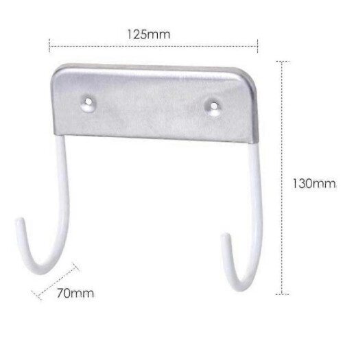 (White) 2pcs Ironing Board Hanger Iron Holder Rack Wall Door Holder Table Hooks 1