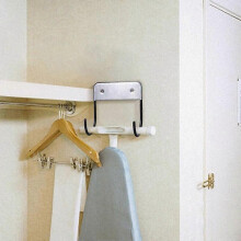 (Black) 2pcs Ironing Board Hanger Iron Holder Rack Wall Door Holder Table Hooks