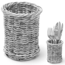 Panier à couverts pour fourchettes, couteaux, cuillères, rond, gris chiné, diamètre 100 x 120 mm - Hendi 426197