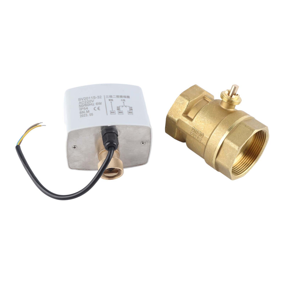 AC220V DN50 2" Inch 2‑Way 3‑Wire Brass Electric