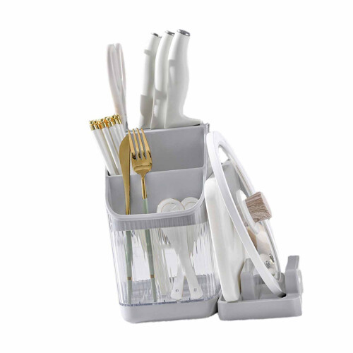 Knife Block Utensil Holder with Draining Tray 1