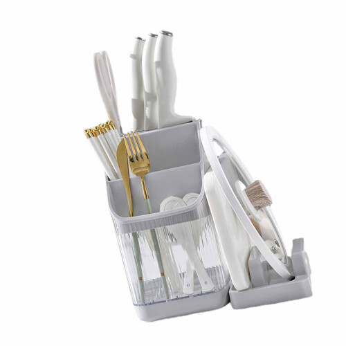 Knife Block Utensil Holder with Draining Tray 2