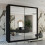(90cm Black) Chicago Sliding Double Mirror Door Wardrobe 1