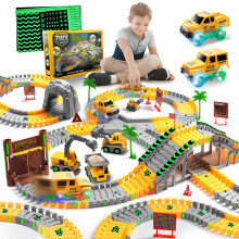 264 PCS Construction Race Tracks for Kids Toys Glow in the Dark Magic Toy Set 2 Light Up Cars Pista 3 autos de construccin Conjunto de pista de bric