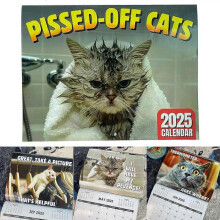 Pissed-Off Cats Calendar 2025, 12 Monthly Planner Hanging Funny Wall Calendar for Cat Lovers