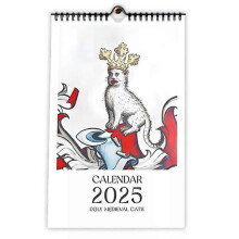 Ugly Medieval Cats 2025 Calendar Cat 12 Month Planner Wall Calendar
